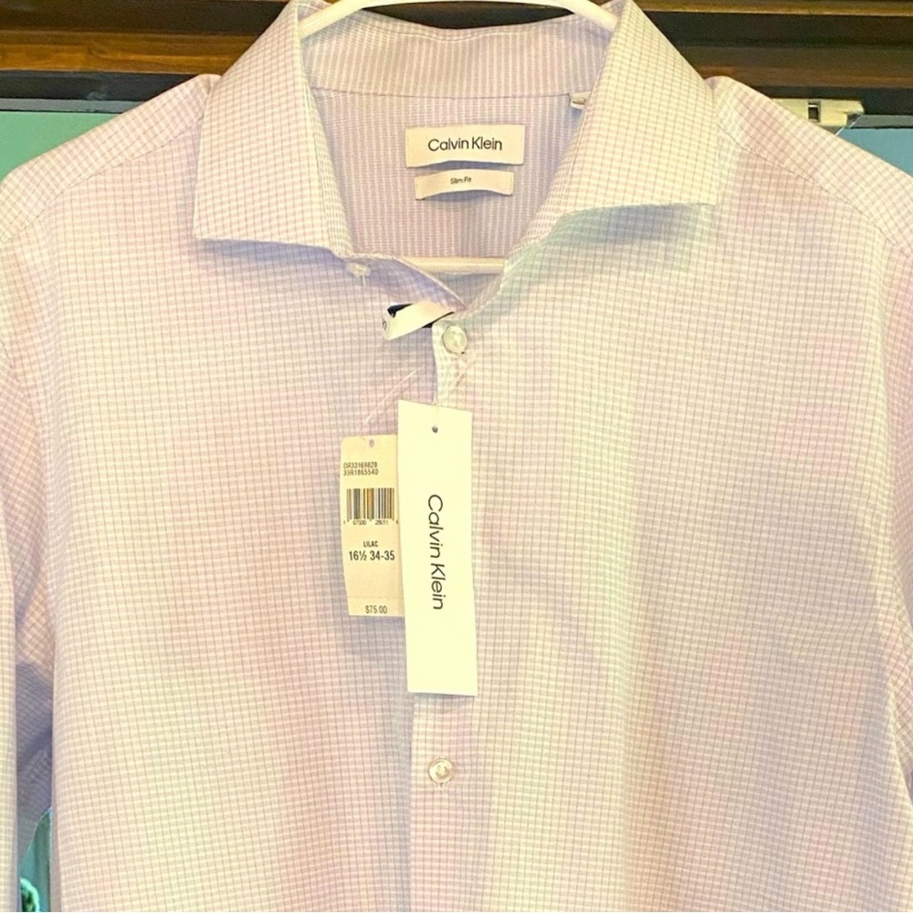 NWT Calvin Klein Men's Light Pink Checkered Shirt